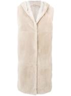 Max Mara Fur Detail Sleeveless Jacket - White