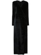 Attico V Neck Wrap Belted Dress, Women's, Size: 4, Black, Viscose/silk