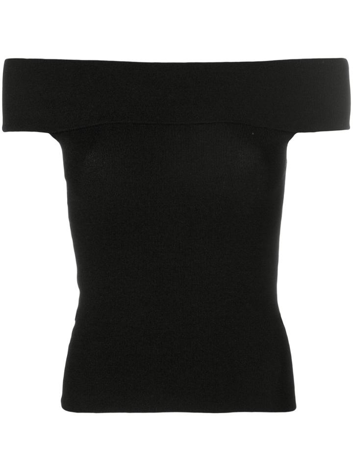 Mcq Alexander Mcqueen Fitted Bardot Top - Black