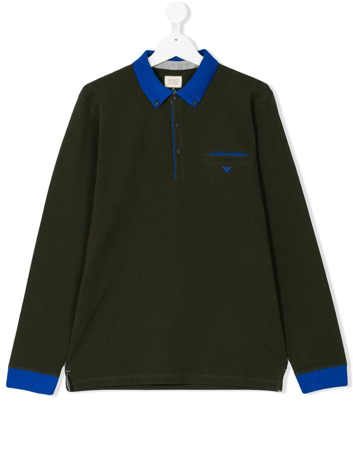 Armani Junior Polo Shirt With Contrast Trim - Green