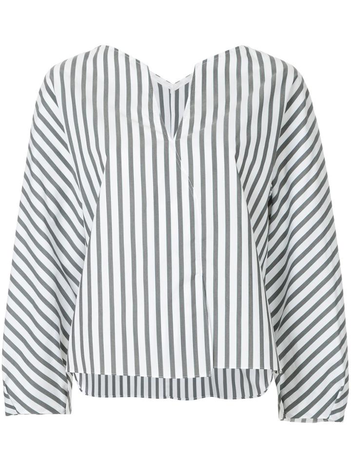 Des Prés V-neck Striped Blouse - Grey