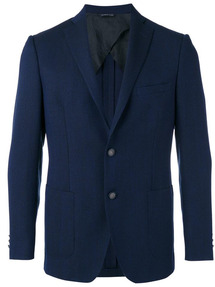 Tonello Two Button Blazer, Men's, Size: 52, Blue, Silk/mohair/wool/cupro