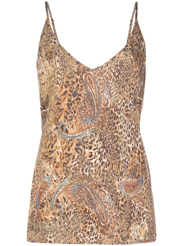 L'agence Silk Leopard-print Vest Top - Brown
