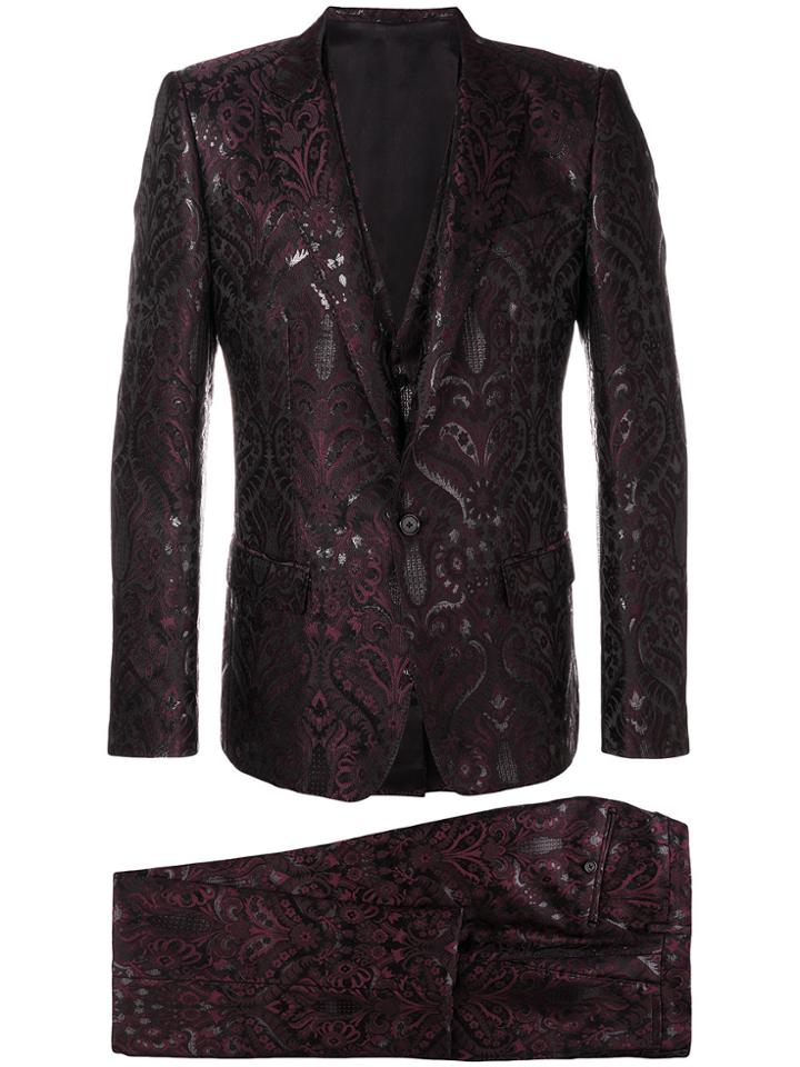 Dolce & Gabbana Jacquard Three Piece Suit - Pink & Purple
