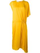 Cédric Charlier Draped Shift Dress, Women's, Size: 42, Yellow/orange, Polyester