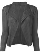 Pleats Please By Issey Miyake - Pleated Open Front Cardigan - Women - Polyester - 4, Women's, Grey, Polyester