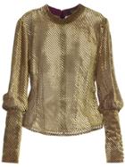 De La Vali Jane Stripe Velvet Silk Blend Top - Green