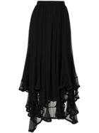 Chloé Ruffled Handkercheif Hem Skirt - Black