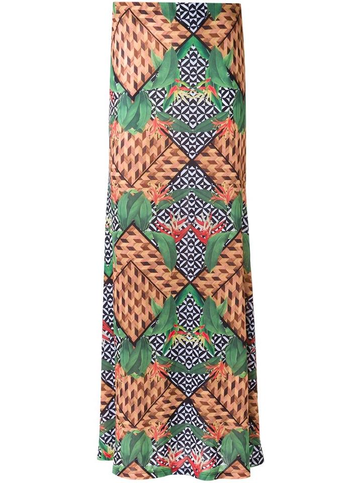 Blue Man Printed Maxi Skirt, Women's, Size: Medium, Green, Lyocell