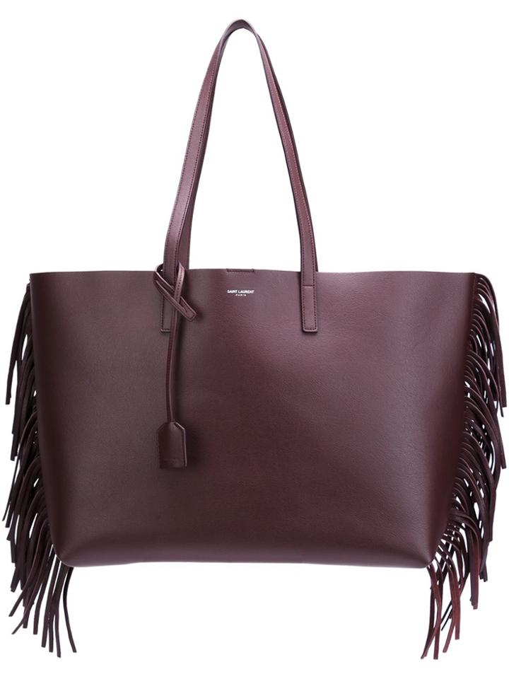 Saint Laurent Large Fringed Tote - Pink & Purple