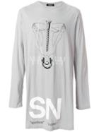 Undercover Printed Longline Long-sleeve T-shirt - Grey