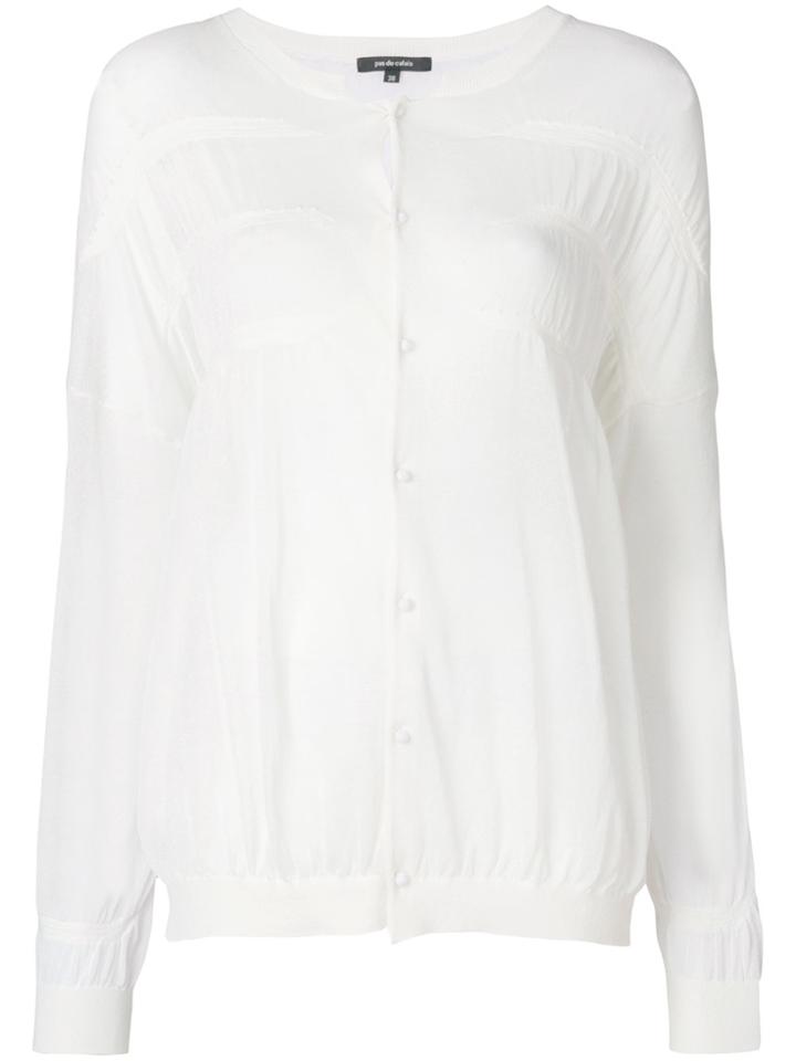 Pas De Calais Ruched Stripe Cardigan - White
