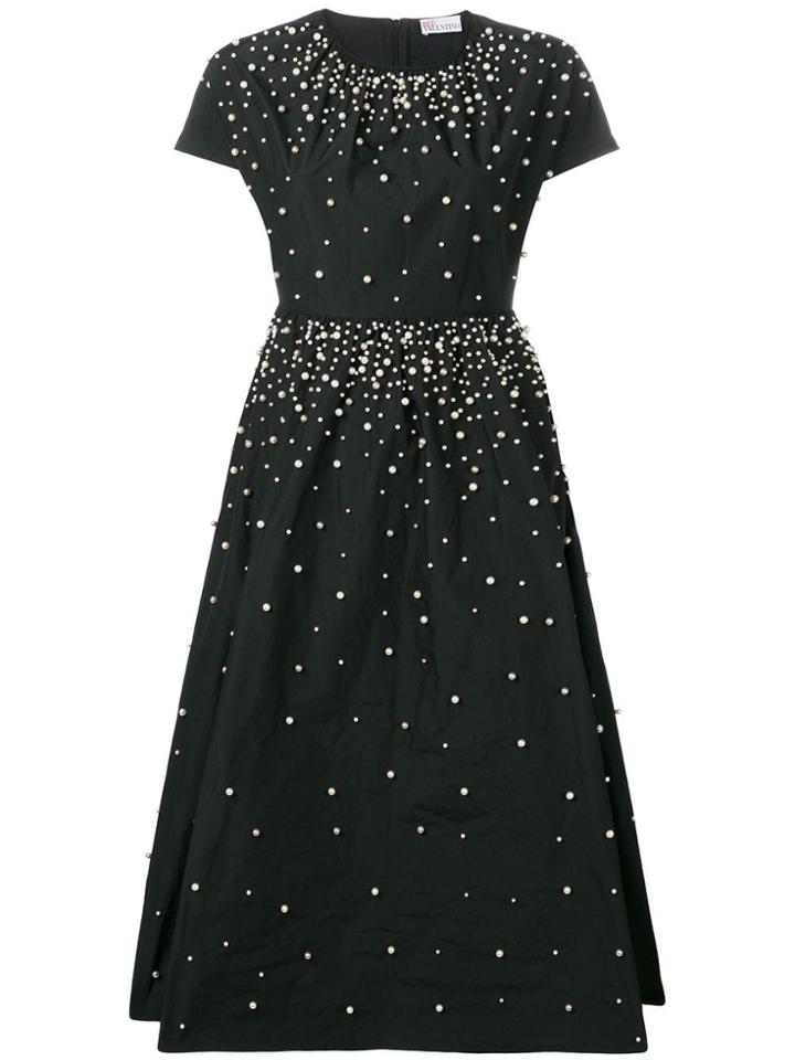 Red Valentino Pearl Embellished Midi Dress - Black