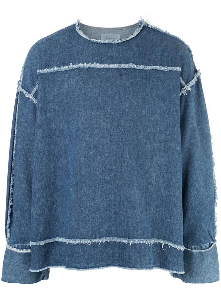 Jieda Exposed Seam Denim Shirt - Blue