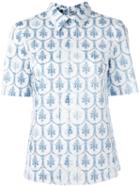 Jil Sander Navy - Tile Print Collar T-shirt - Women - Cotton - 36, Blue, Cotton