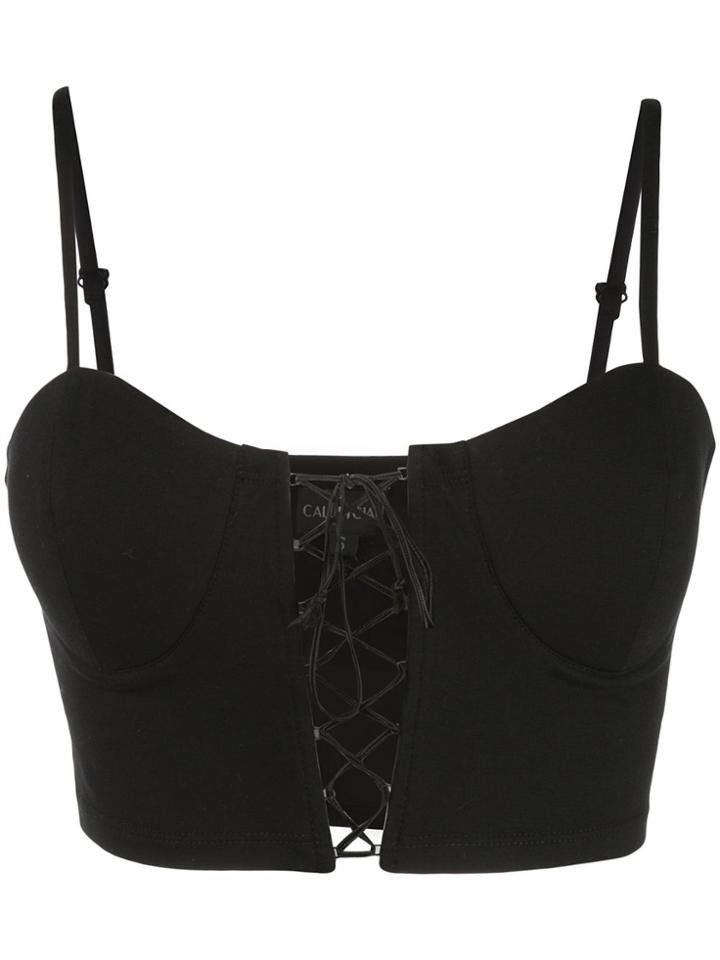 Callipygian Lace-up Bralet - Black