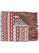 Mumofsix Pattern Fringed Hem Scarf - Black