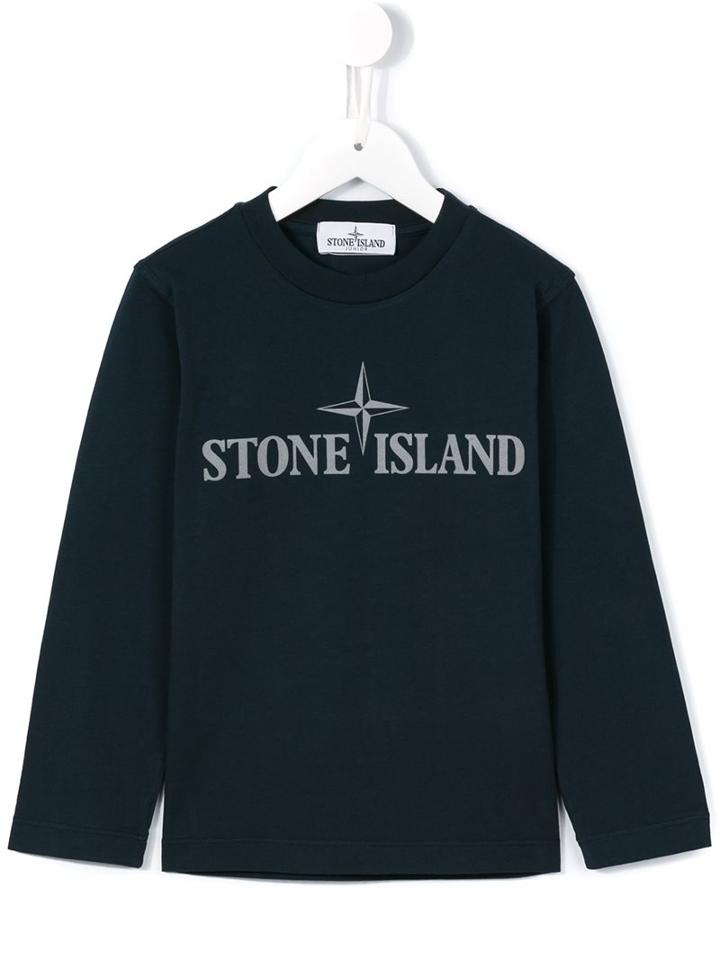 Stone Island Kids Logo Print Top, Boy's, Size: 10 Yrs, Blue