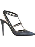 Valentino Rockstud Pumps, Women's, Size: 35.5, Blue, Leather/metal Other/calf Leather