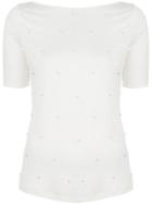 Max & Moi Linen Tshirt Strass Detail - White