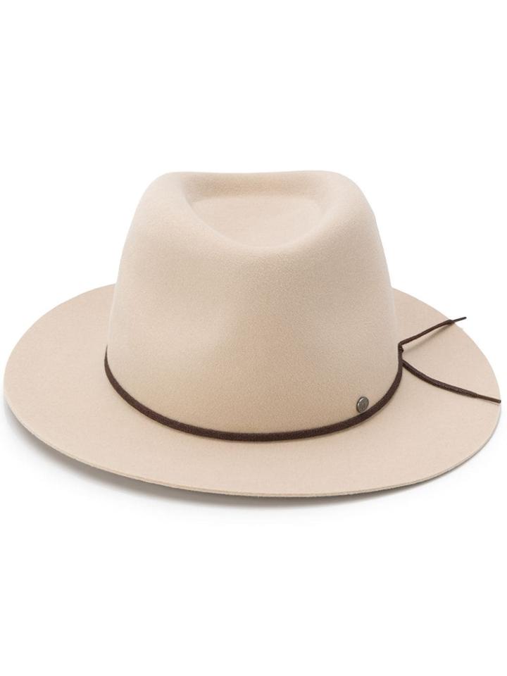 Maison Michel Contrasting Tied Ribbon Hat - Neutrals