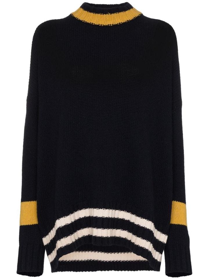 Plan C Oversized Stripe Knit Jumper - Blue