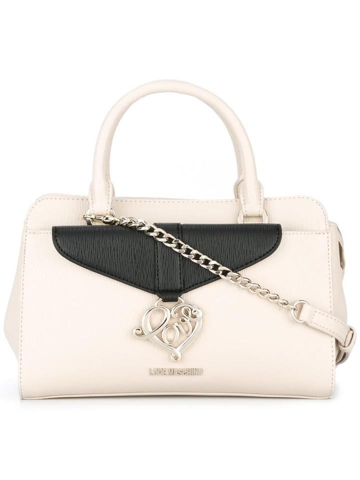 Love Moschino Logo Plaque Tote, Women's, Nude/neutrals