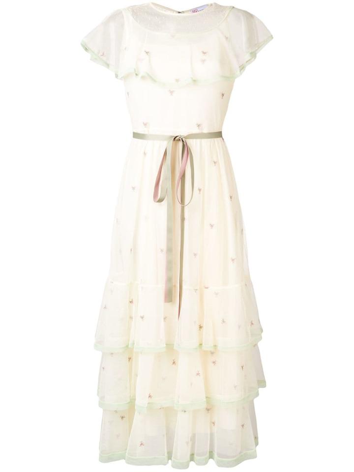 Red Valentino Point D'esprit Embroidered Tulle Dress - Neutrals