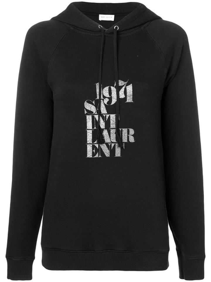 Saint Laurent 1974 Branded Hoodie - Black