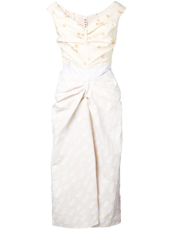 Marni Gathered Midi Dress - Neutrals