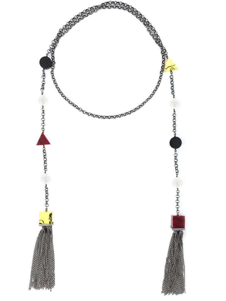 Eshvi Back To School Tassel Necklace, Women's, Red, Brass/resin