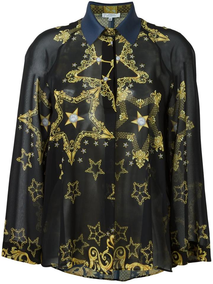 Versace Collection Loose Fit Star Shirt, Women's, Size: 40, Black, Polyester