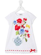 Monnalisa Blooming Teapot Print T-shirt, Girl's, Size: 8 Yrs, White