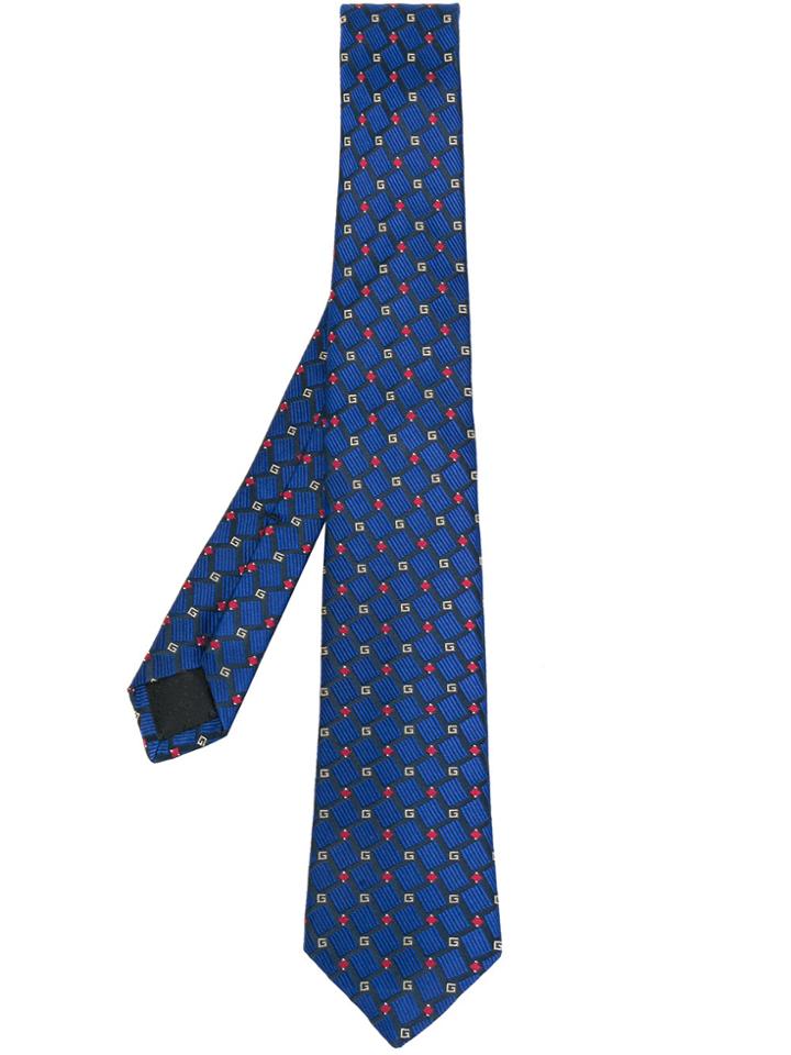 Gucci Geometric Woven Tie - Blue