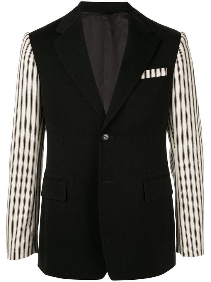 Sean Suen Stripe Contrast Sleeve Blazer - Black
