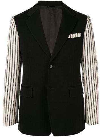 Sean Suen Stripe Contrast Sleeve Blazer - Black