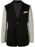 Sean Suen Stripe Contrast Sleeve Blazer - Black