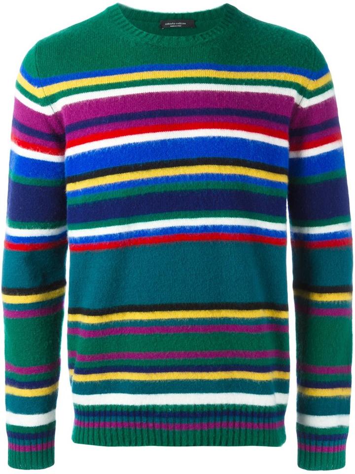 Roberto Collina Striped Jumper, Men's, Size: 52, Wool