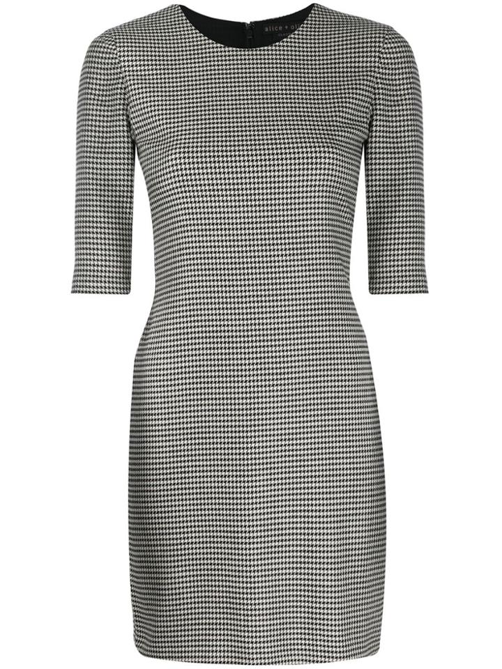 Alice+olivia Houndstooth Mini Dress - Black