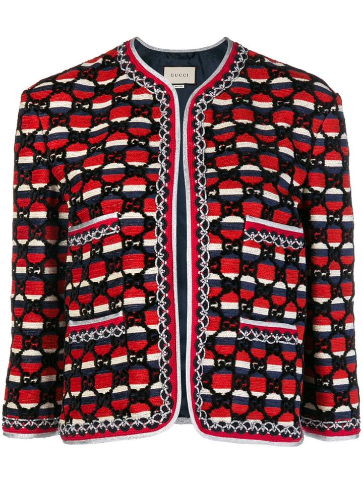 Gucci Woven Gg Jacket - Red