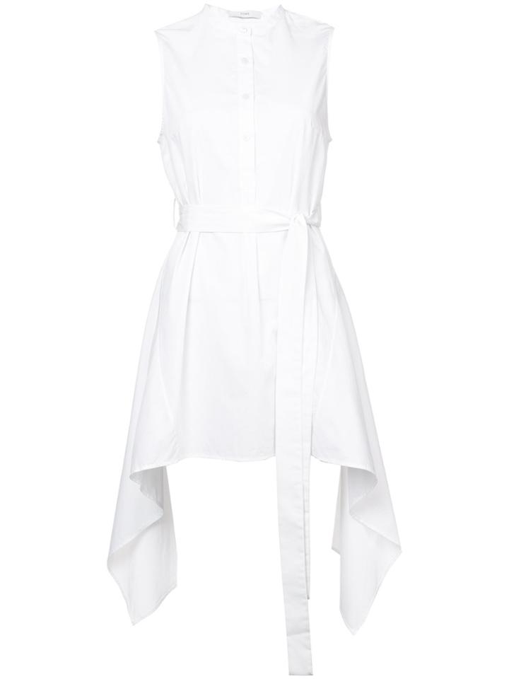 Tome Long Asymmetric Shirt With Belted Waist - White