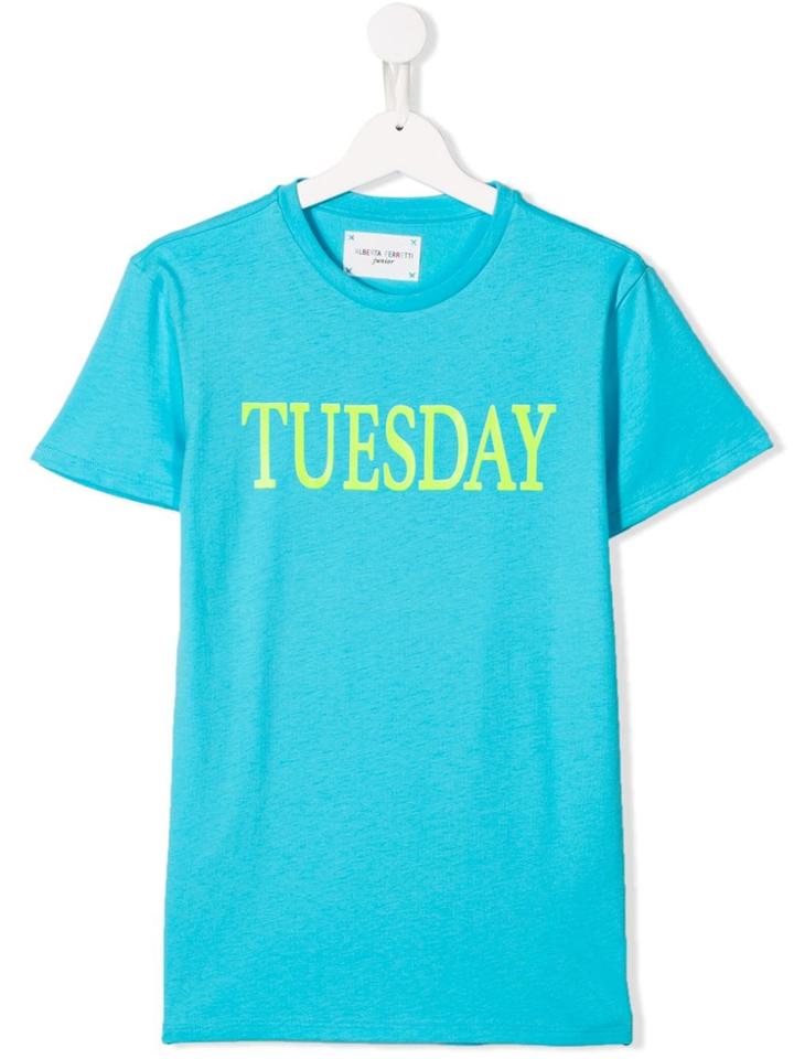 Alberta Ferretti Kids Teen Tuesday Print T-shirt - Blue