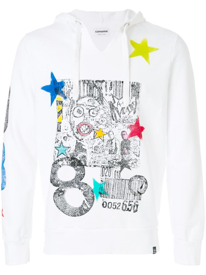 Converse Graffiti And Star Print Hoody - White