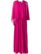 Msgm Tulle Pleated Cape Dress - Pink & Purple