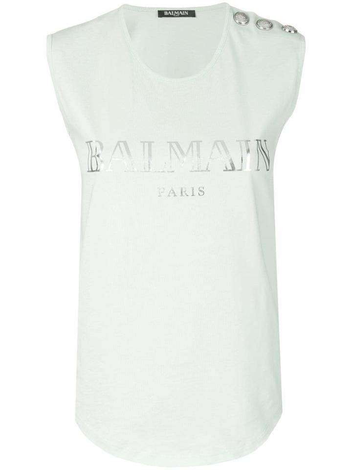 Balmain Buttoned Logo Vest - Green