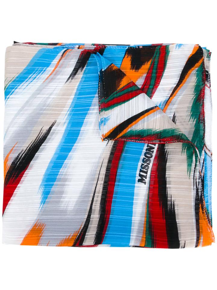 Missoni - Brush Stroke Print Scarf - Women - Silk - One Size, White, Silk