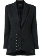 Anthony Vaccarello Corset Waist Jacket, Women's, Size: 36, Black, Acetate/cupro/wool
