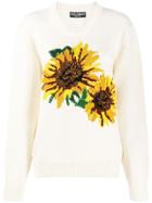 Dolce & Gabbana Sunflower Intarsia Jumper - White