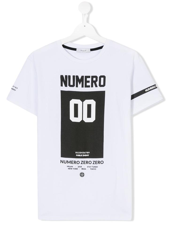 Numero00 Kids Teen Logo Print T-shirt - White