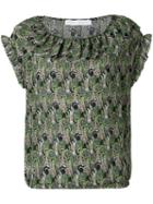 Société Anonyme - Ruffled Neck Top - Women - Silk - 2, Women's, Green, Silk